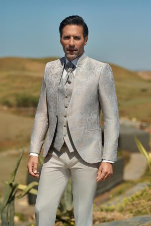 Costume de mariage Barcelone bronze, col officier