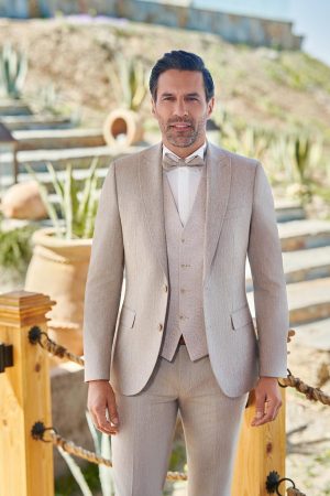 Costume de mariage Linares sable, tissu chiné